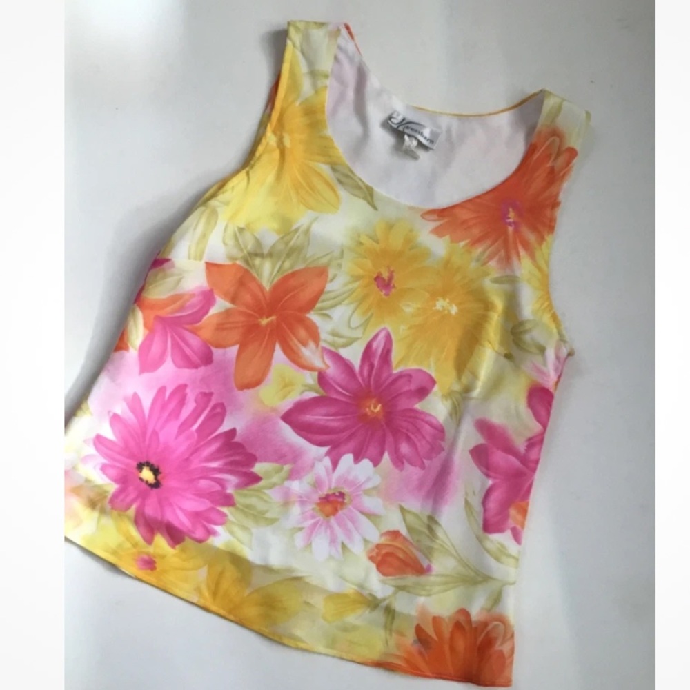 Dressbarn Sleeveless Top Floral Flowy Spring Y2K Lined